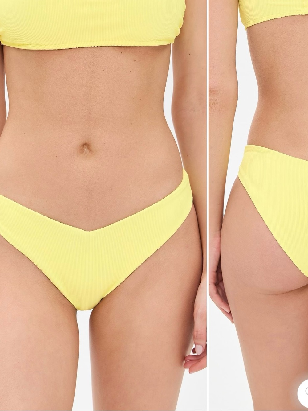 Beach Riot Yellow Ribbed V-Front Bikini Bottom